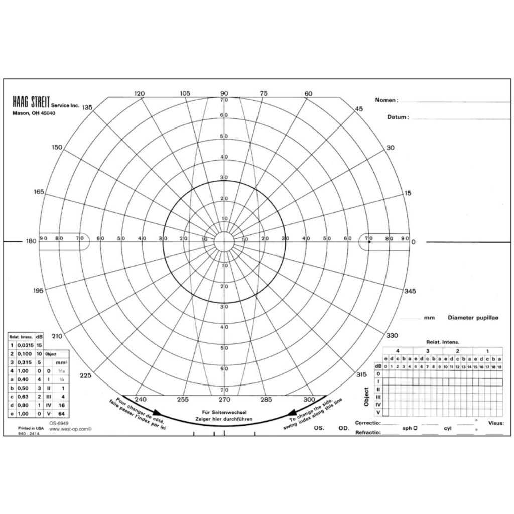 Haag-Streit Single-Sided Perimeter Recording Chart (100)